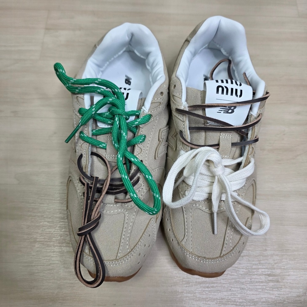 Miu Miu x New Balance 530 SL Beige Suede Multi Lace Sneakers Size 36